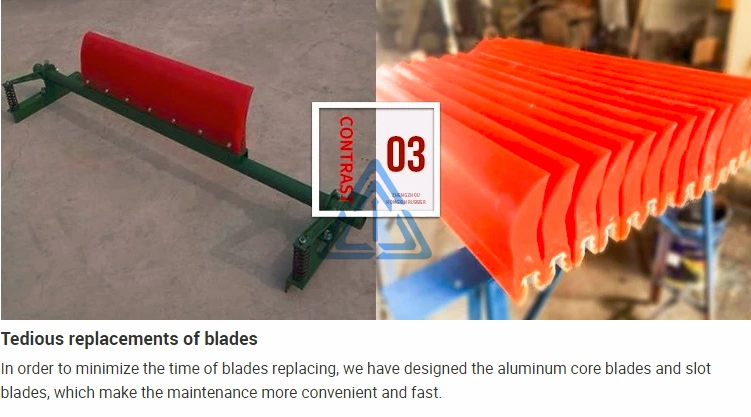 Coal Industry Primary PU Conveyor Belt Cleaner Sweeper with Replacement Polyurethane Belt Scraper Blade