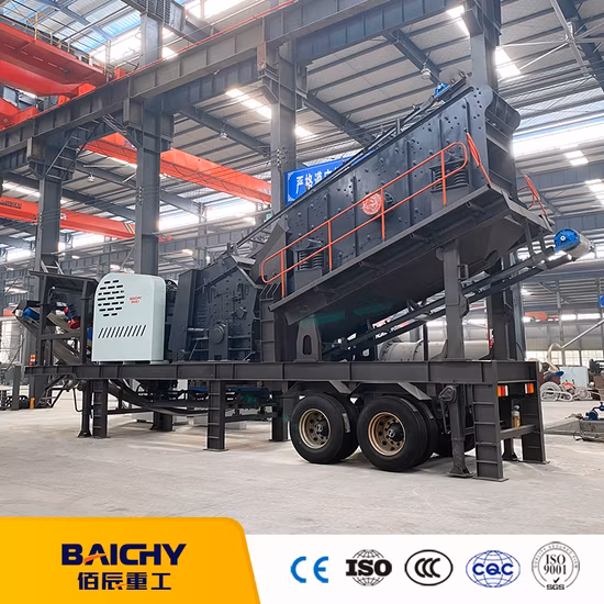 50-100tph Stone Cone Impact VSI Hammer Roller Mobile Portable for Limestone Granite Riverstone Basalt Quarry Crushing and Mining